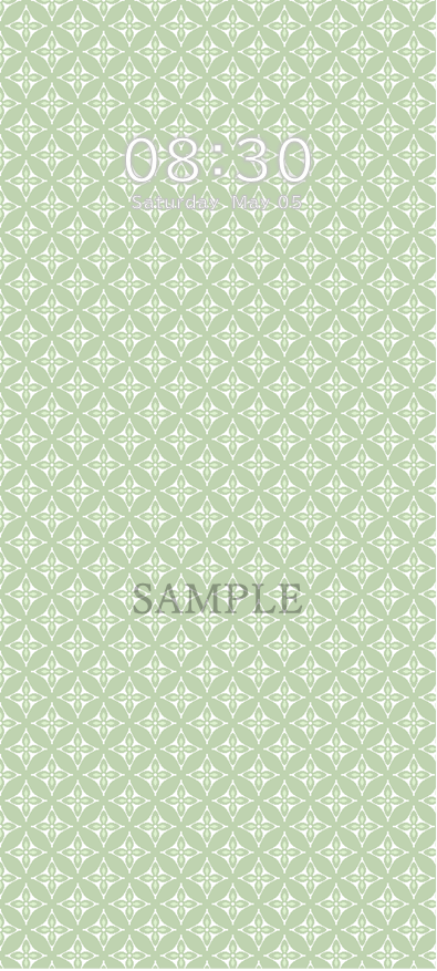 スマートフォン壁紙花七宝柄サンプルグリーン